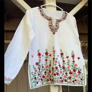 Flower Embroidered Shirt